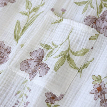 Kimono in cotone con stampa floreale viola - image 6