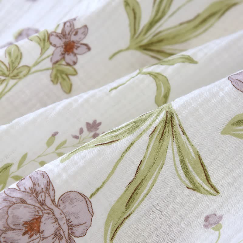 Kimono in cotone con stampa floreale viola - image 7