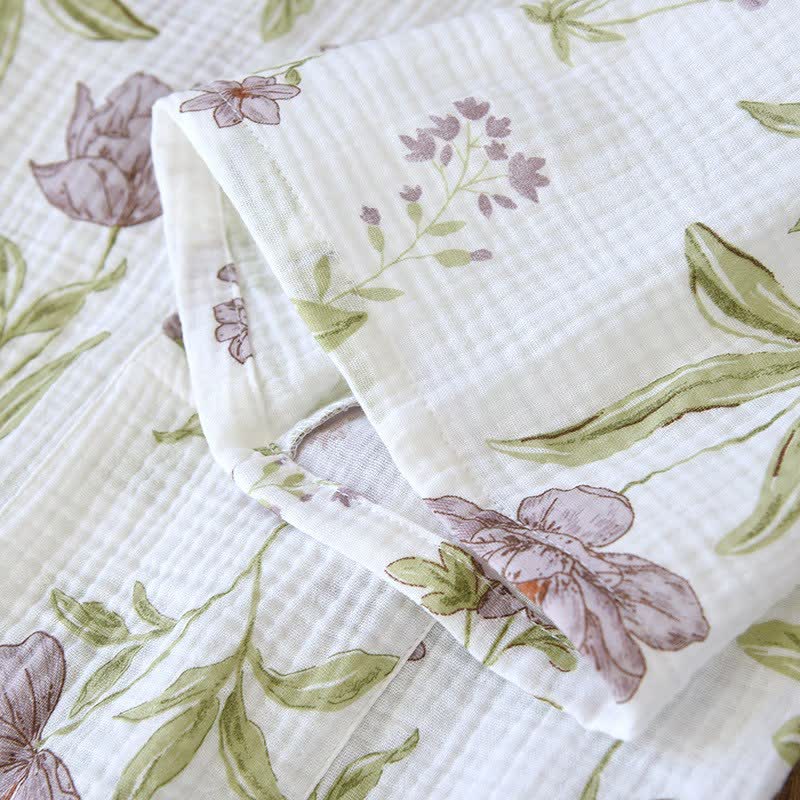 Kimono in cotone con stampa floreale viola - image 8