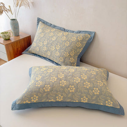 Coperta trapuntata a 3 strati in mussola di cotone con motivo floreale - image 8