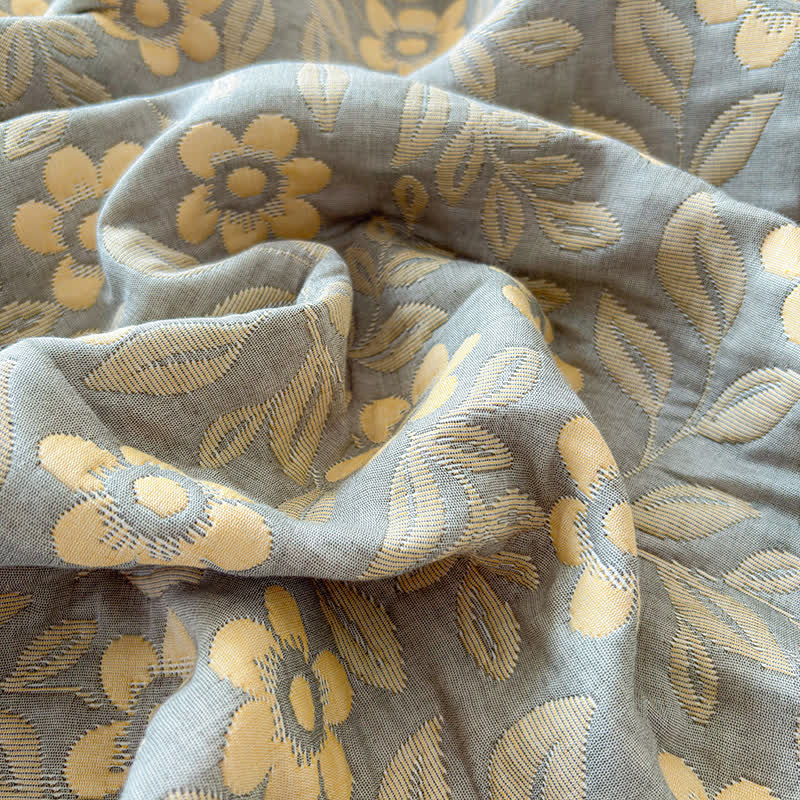 Coperta trapuntata a 3 strati in mussola di cotone con motivo floreale - image 11