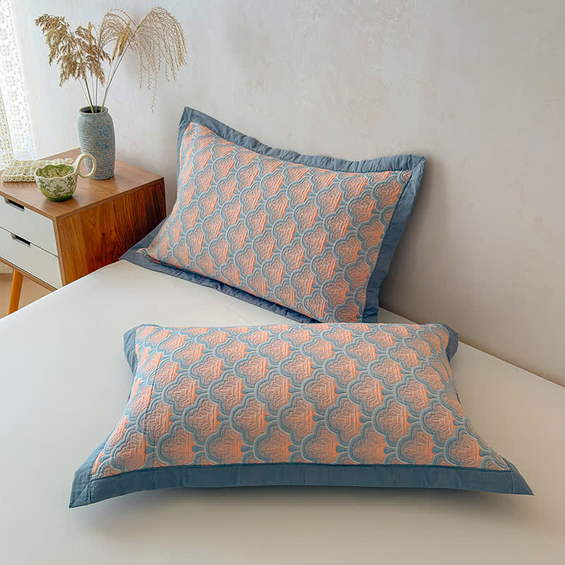Trapunta a 3 strati in mussola di cotone jacquard con motivo a conchiglie marine - image 7