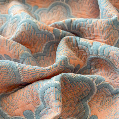 Trapunta a 3 strati in mussola di cotone jacquard con motivo a conchiglie marine - image 10