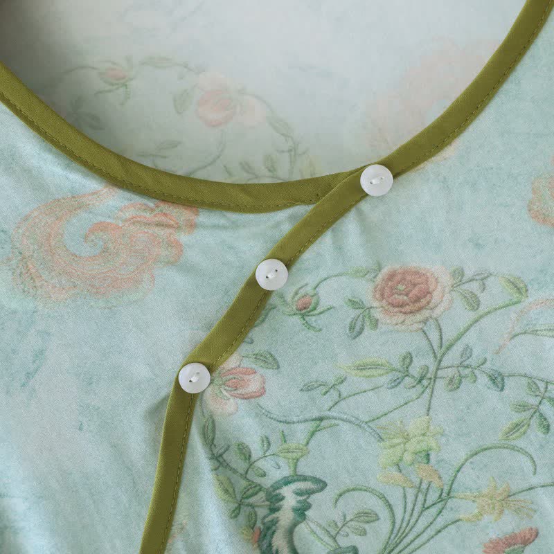 Pigiama da donna tradizionale orientale con stampa floreale - image 3