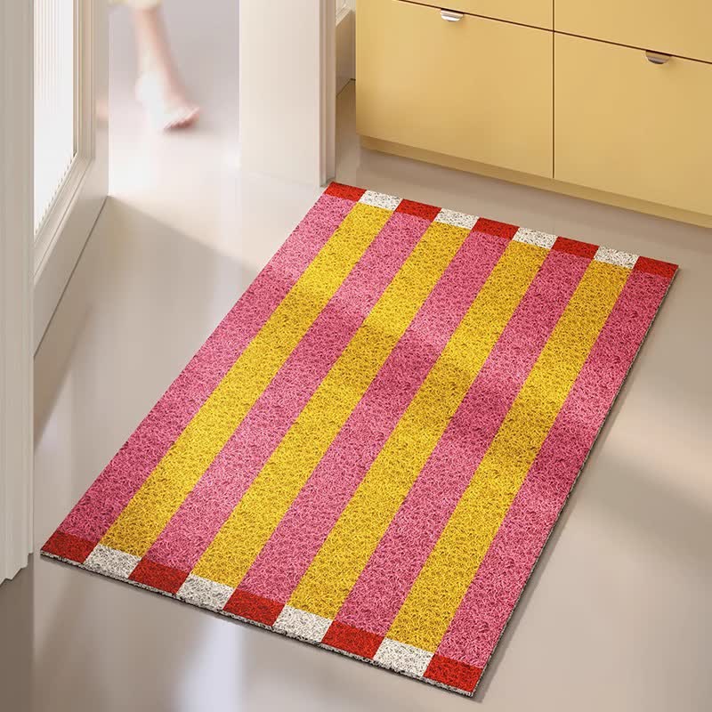 Tappeto moderno a righe per l'ingresso. - Rosa e giallo - 31'' × 47'' - image 4