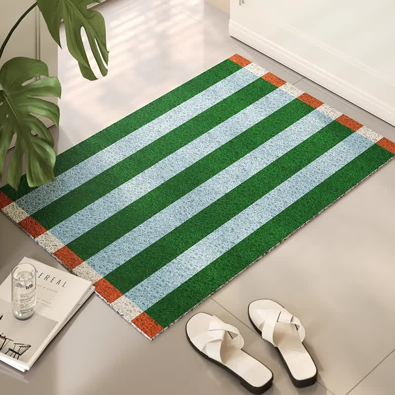 Tappeto moderno a righe per l'ingresso. - Ciano e verde - 31'' × 47'' - image 5