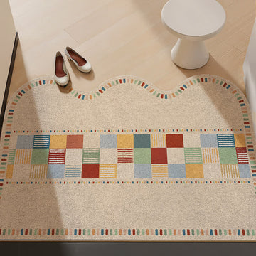 Tappeto retrò con bordo ondulato e blocchi di colore - Colorato - 31'' × 47'' - image 0