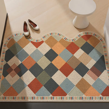 Tappeto retrò con bordo ondulato e patchwork - Colorato - 31'' × 47'' - image 0