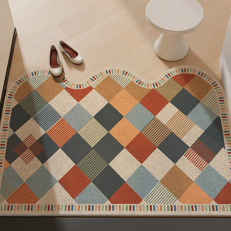 Tappeto retrò con bordo ondulato e patchwork - Colorato - 31'' × 47'' - image 0