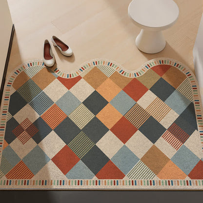 Tappeto retrò con bordo ondulato e patchwork - Colorato - 31'' × 47'' - image 0