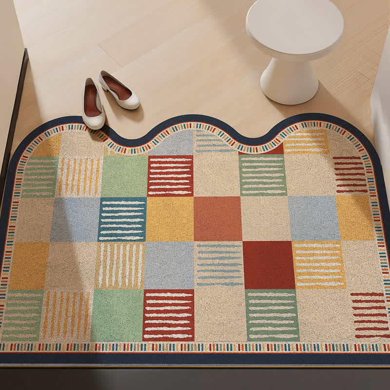 Tappeto retrò con bordo ondulato e patchwork - Colorato - 31'' × 47'' - image 0