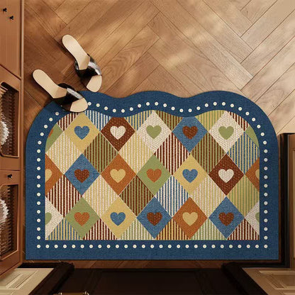 Tappeto vintage a quadri con motivo ad arco per l'ingresso. - Colorato - 31'' × 47'' - image 0