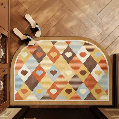 Tappeto d'ingresso con arco a cuore geometrico in stile retrò. - Colorato - 31'' × 47'' - image 0