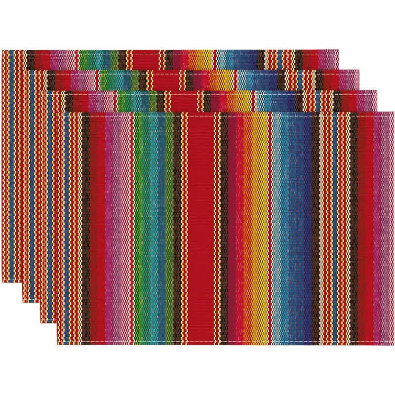 Tovagliette in lino a righe multicolore in stile nordico - image 1