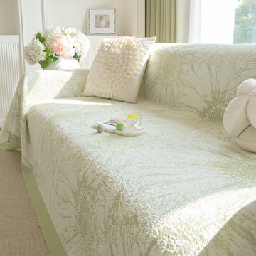 Coperta artistica in ciniglia con motivo girasole - Verde - 180cm x 340cm - image 0