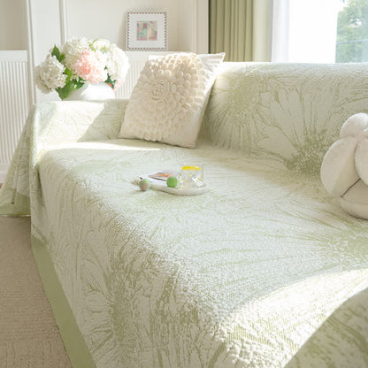 Coperta artistica in ciniglia con motivo girasole - Verde - 180cm x 340cm - image 0