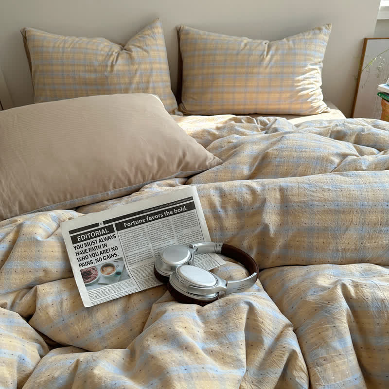Set di biancheria da letto moderno a righe in cotone lavato - image 1