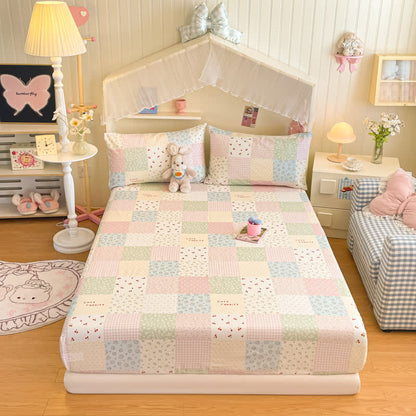 Set di biancheria da letto in cotone con patchwork color pastello - Colorato - Matrimoniale - Set di biancheria da letto - image 0