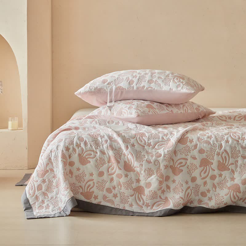 Set di trapunte reversibili con motivo "Vita dell'Oceano Rosa" - image 9