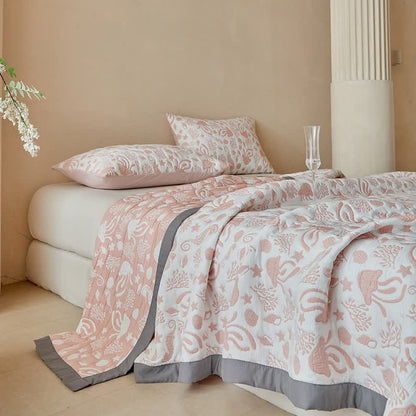 Set di trapunte reversibili con motivo "Vita dell'Oceano Rosa" - image 4