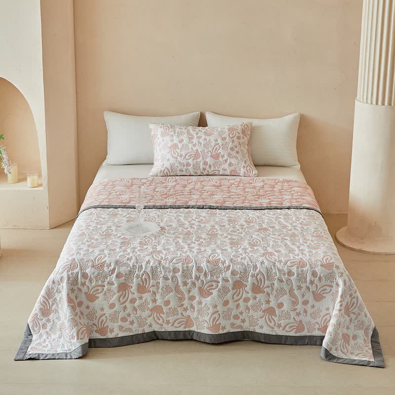 Set di trapunte reversibili con motivo "Vita dell'Oceano Rosa" - image 5