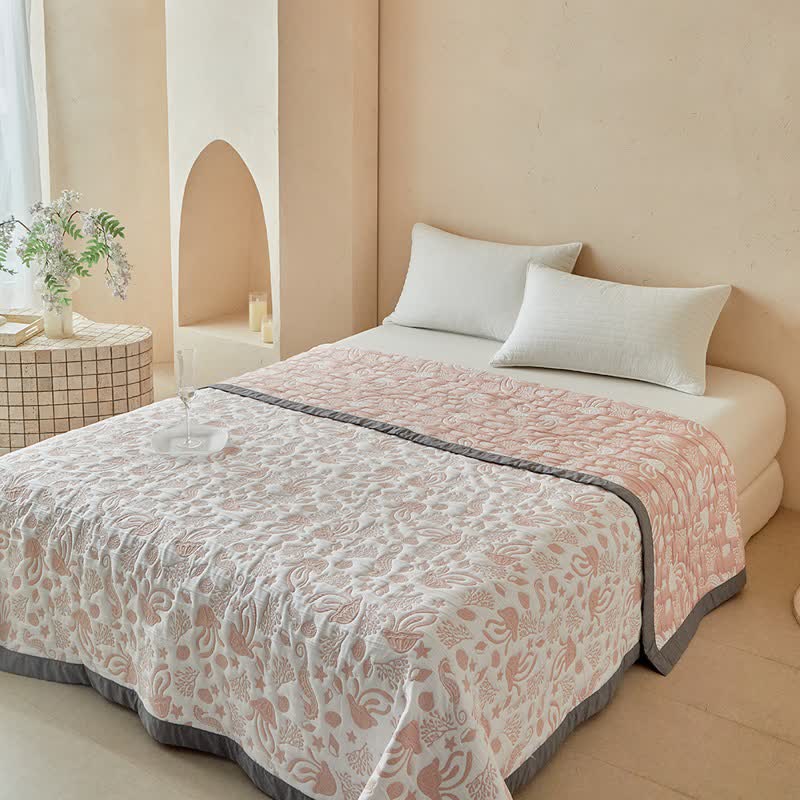 Set di trapunte reversibili con motivo "Vita dell'Oceano Rosa" - image 7