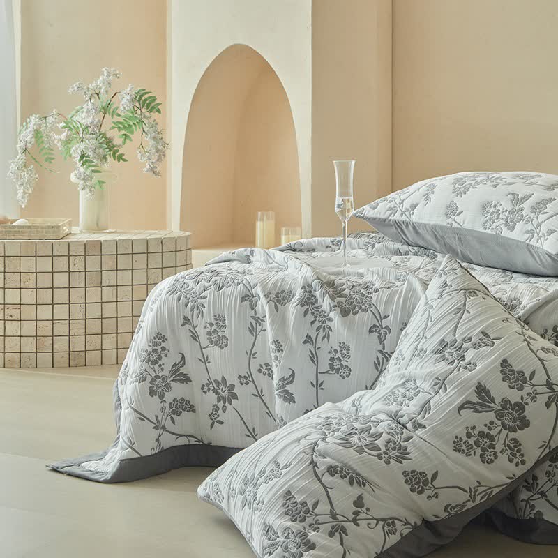 Set di trapunte reversibili con motivo rami e fiori - image 11