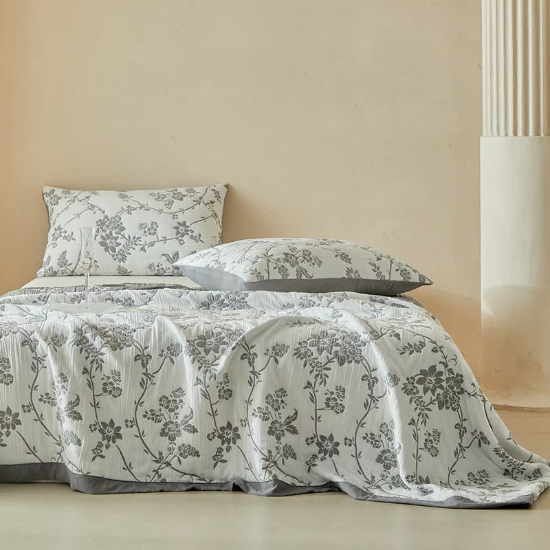 Set di trapunte reversibili con motivo rami e fiori - image 2