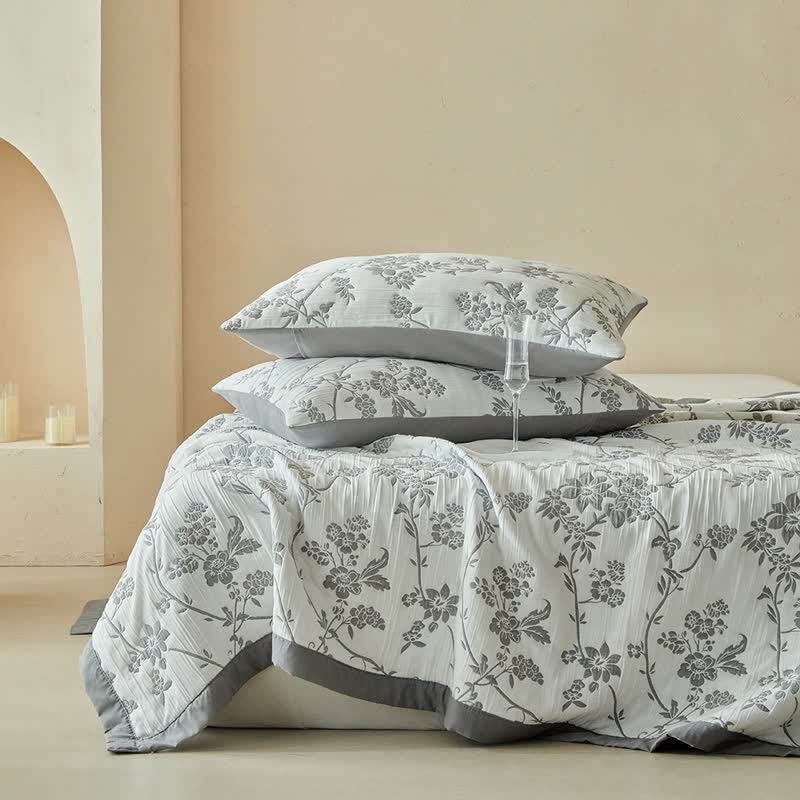 Set di trapunte reversibili con motivo rami e fiori - image 7