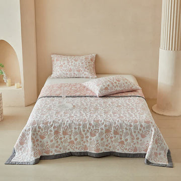 Set di trapunte reversibili con motivo "Vita dell'Oceano Rosa" - Rosa - Trapunta con 2 federe - Matrimoniale Grande - image 0