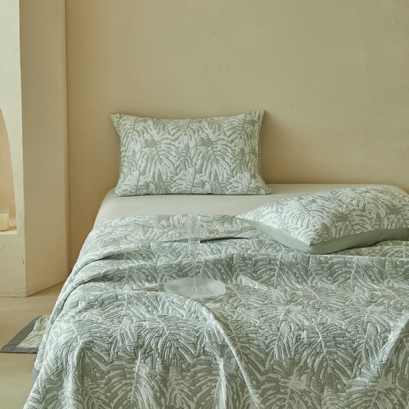 Set di trapunte reversibili con motivo a foglie di palma tropicali - image 11