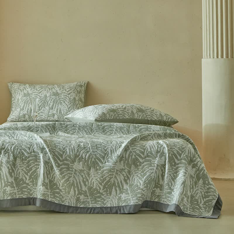 Set di trapunte reversibili con motivo a foglie di palma tropicali - image 2