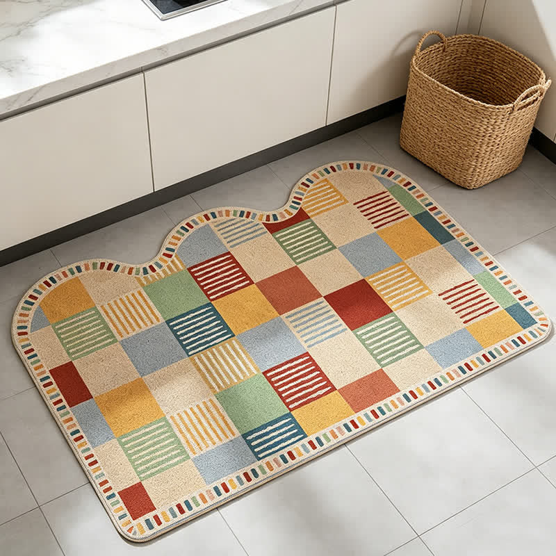 Tappeto d'ingresso stampato a patchwork con blocchi di colore - image 3