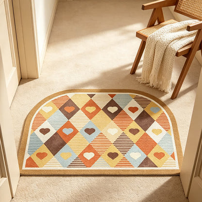 Tappeto d'ingresso con arco a cuore geometrico in stile retrò. - image 1