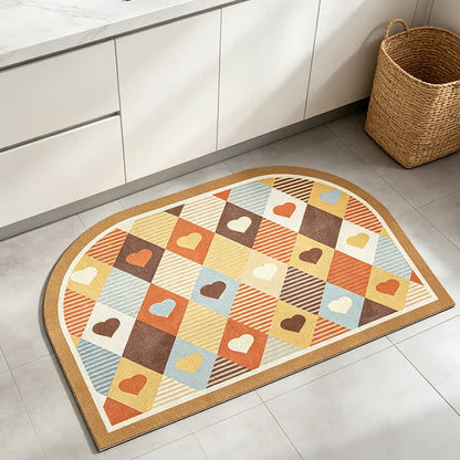 Tappeto d'ingresso con arco a cuore geometrico in stile retrò. - image 3