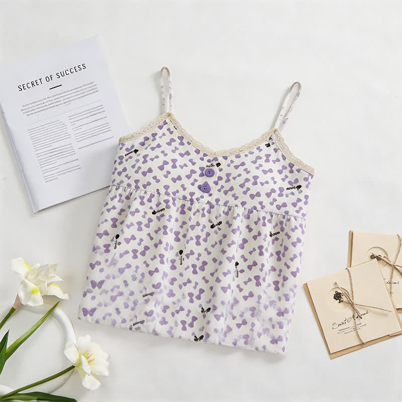 Camicia da notte senza maniche con volant e fiocco viola - image 1