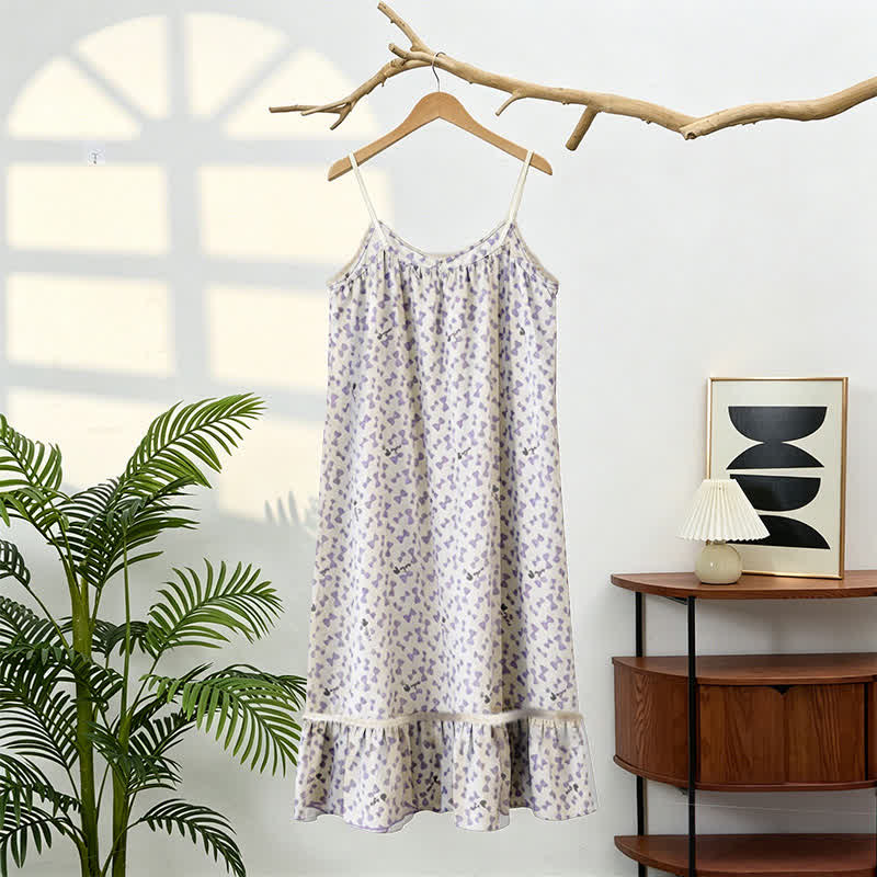 Camicia da notte senza maniche con volant e fiocco viola - image 2