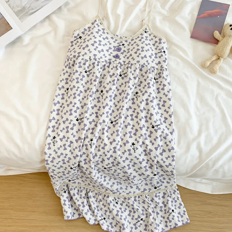 Camicia da notte senza maniche con volant e fiocco viola - image 8