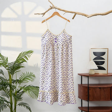 Camicia da notte senza maniche con volant e fiocco viola - Bianco - 2XL - image 0