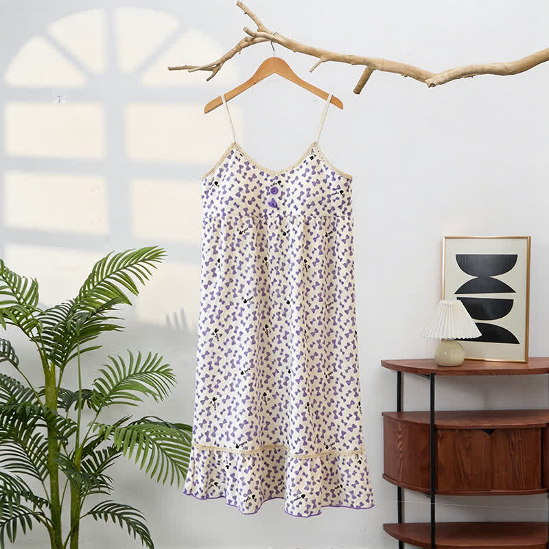 Camicia da notte senza maniche con volant e fiocco viola - Bianco - 2XL - image 0
