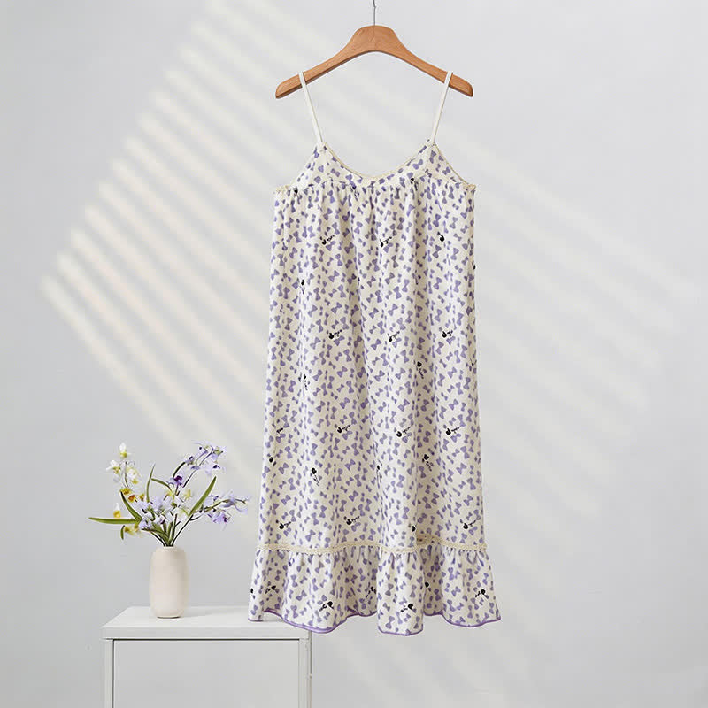 Camicia da notte senza maniche con volant e fiocco viola - image 4