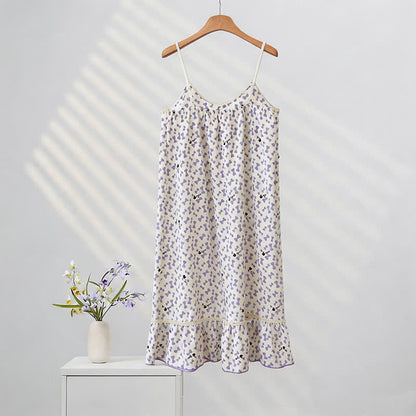 Camicia da notte senza maniche con volant e fiocco viola - image 4