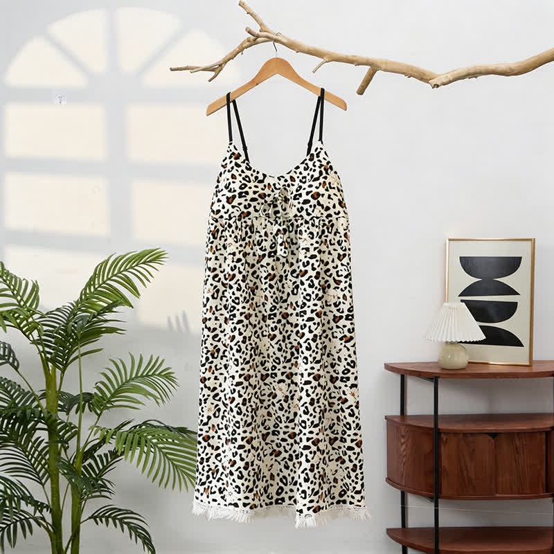 Abito da casa con stampa leopardata e nappe - image 3