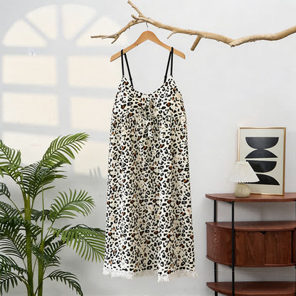 Abito da casa con stampa leopardata e nappe - image 3