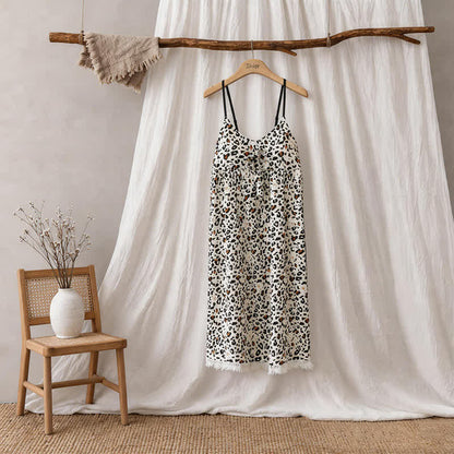 Abito da casa con stampa leopardata e nappe - image 5
