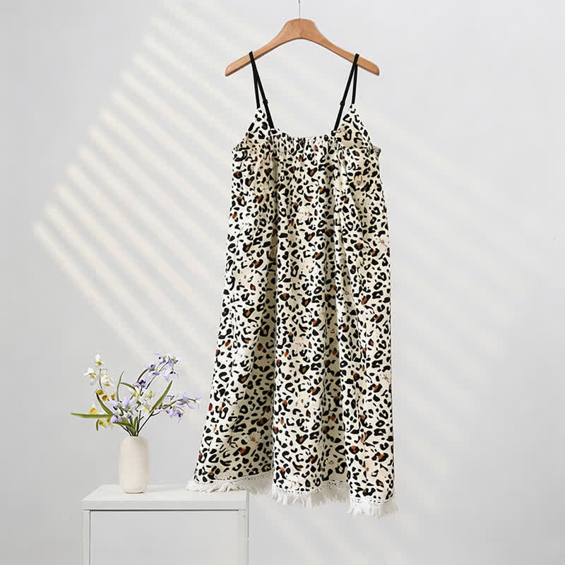 Abito da casa con stampa leopardata e nappe - image 2