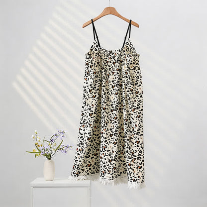 Abito da casa con stampa leopardata e nappe - image 2