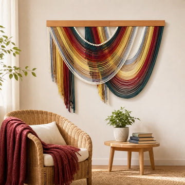 Decorazione da parete in cotone bohemien con perline - Rosso - 39,4" × 31,5" - image 0