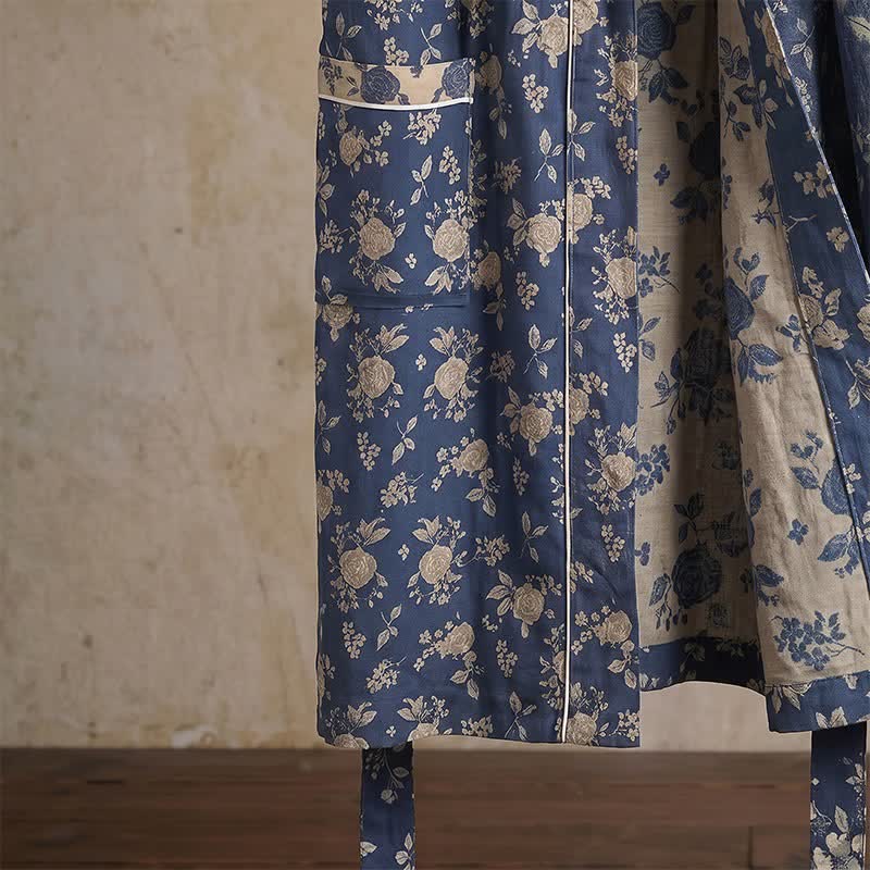 Kimono vintage blu indaco con stampa floreale - image 6