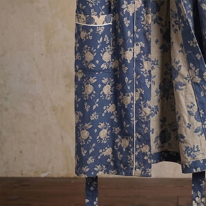 Kimono vintage blu indaco con stampa floreale - image 6